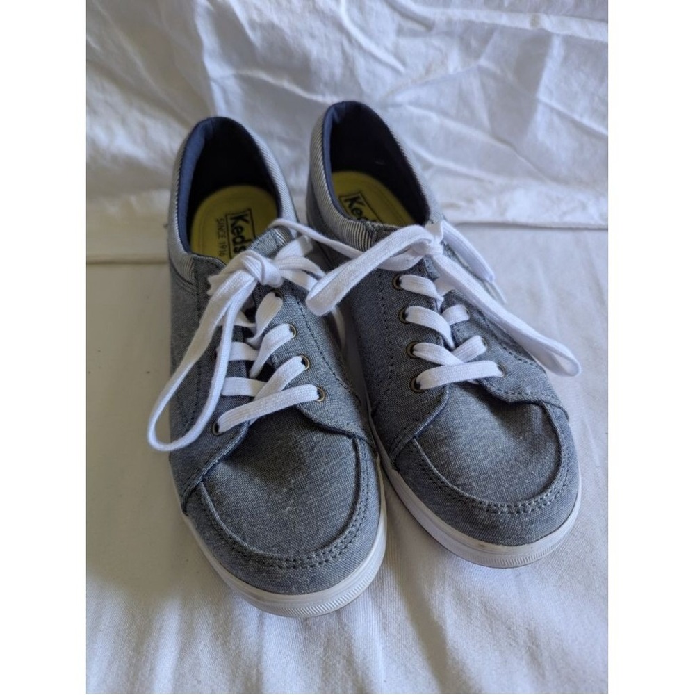 Keds Sneakers Grey Chambray Low Top Lace Up Sz 6.5 Preppy Minimalist Classic